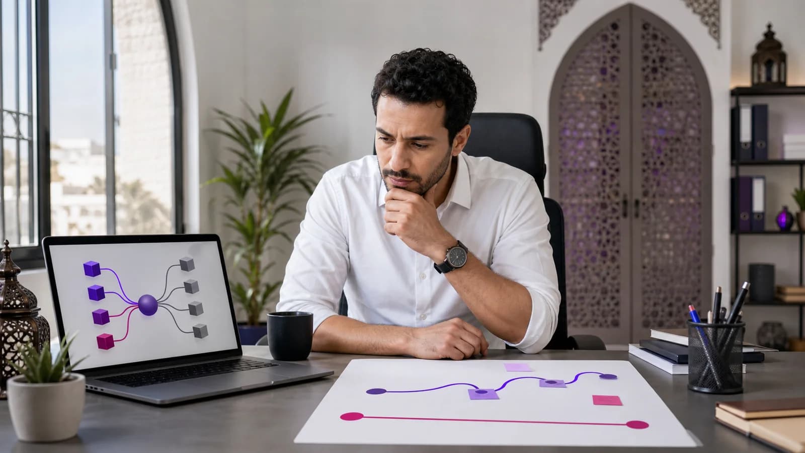 Dirigeant de PME au Maroc comparant une agence web et un freelance pour son projet digital