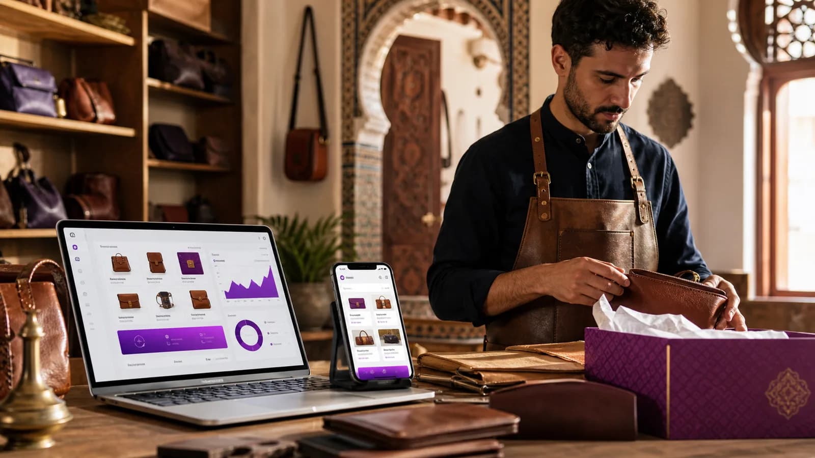 Artisan de Fes utilisant une boutique en ligne